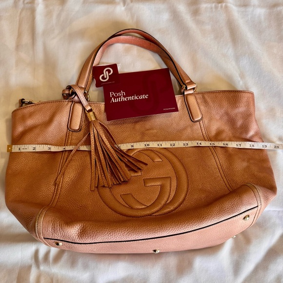 Gucci Rose Gold Metallic Pebbled Leather Soho Shoulder Bag - Picture 7 of 16